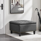 Yaheetech 28in Square Storage Ottoman Coffee Table with Nailhead, Dark Gray | Button-Tufted Linen-Look Fabric Bench, 3.2C Storage Space, Wood Legs, Metal Hinges, for Bedroom Foot of Bed Living Room