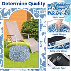 Cinnvoice 2 Pcs Inflatable Outdoor Ottoman Pouf Waterproof Round Footrest with Handle D21 x H9 Inch Indoor Outdoor Portable Footstool for Patio Garden Camping or Home Pool(Retro)