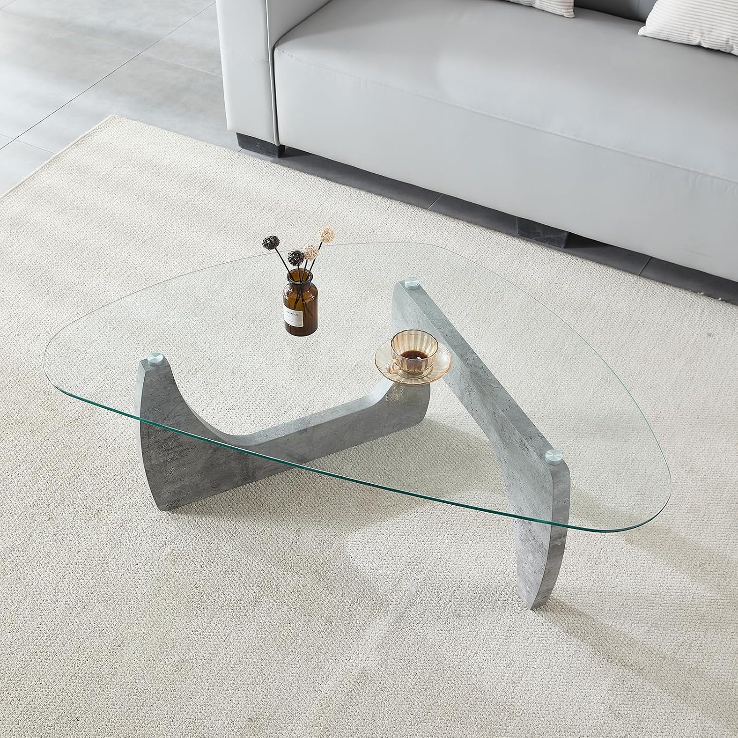 Btrpily Wooden Coffee Table - Modern Marble Coffee Table， Contemporary, Stylish, High-End Furnishing for Your Living Room (Marble Stone, Triangle)