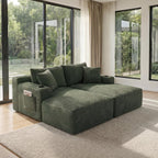 133" U-Shaped Modular Sectional Sofa, Corduroy Couch, Green | Cloud Luxury Comfort, Couches for Living Room, Storage & Cupholder, Oversized Sofa, Deep Seat, No Assembly Required