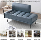 Aoowow PU Leather Ottoman Bench for Living Room,55" Channel Tufetd Small Loveseat Sofa Couch with Adjustable Wooden Stand,Modern Bedroom Benches for Bed End,Entryway,Window.