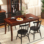 59”Farmhouse Dining Table with Carved Legs,Rectangular Kitchen Table for 4–6 Person, Solid Wood Dinner Table for Living Room, Dining Room,Easy Assembly Cherry Brown CZ-A1168-WD