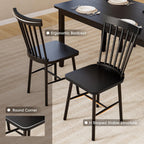 JUMMICO Solid Wood 6 Piece Dining Table Set, Modern 58"/W Kitchen Table Set for 6 with 4 Windsor Chairs & 1 Bench, Kitchen & Dining Room Sets for Kitchen, Restaurant (Black)