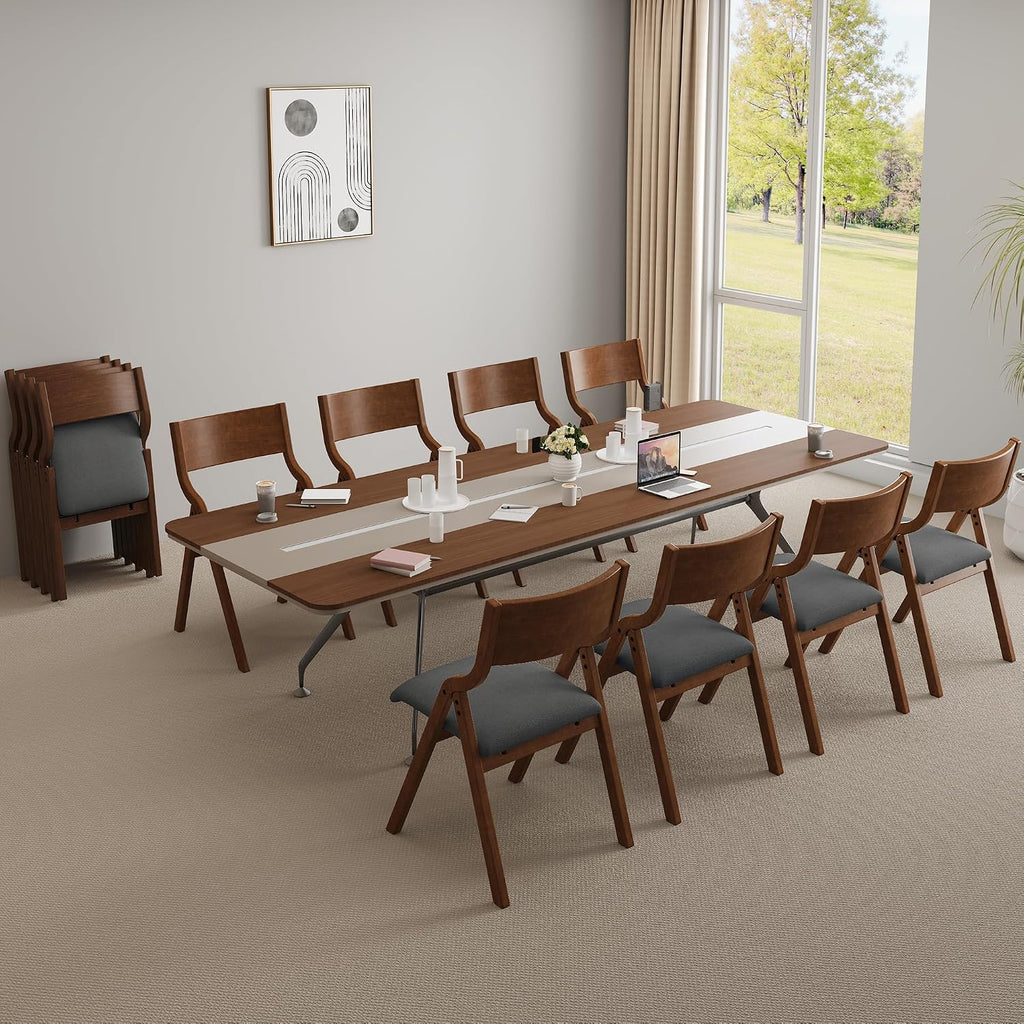 Folding Upholstered Dining Chairs 2-Piece Set,Ready to go | Upholstered with padded Seat, Solid Wood legs, Modern Side Chair, No Assembly Required,Foldable & Space-Saving