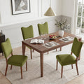KISLOT Upholstered Dining Chairs Set of 4, Modern Velvet Kitchen Chairs with Solid Wood Legs, High Back Wooden Dining Room Chairs with Dark Walnut Color Legs for Farmhouse Kitchen Dining Room, Green
