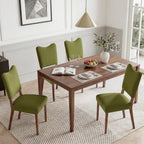 KISLOT Upholstered Dining Chairs Set of 4, Modern Velvet Kitchen Chairs with Solid Wood Legs, High Back Wooden Dining Room Chairs with Dark Walnut Color Legs for Farmhouse Kitchen Dining Room, Green