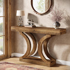 Tribesigns 43-Inch Farmhouse Curved Console Entryway Table for Living Room | 2 Tier Diaplay Space, Unique Curved Base, Adjustable Leg Pads, Sofa Table Behind the Couch,Thickened Sturdy Tabletop