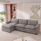 Homall 118.9" L Shaped Cloud Couch, Modular Sectional Sofa for Living Room | Comfy Chenille, Movable Ottoman, 30" Deep Seat, Washable Cover, Sturdy Frame, High-Density Foam, Easy Assembly, Light Grey