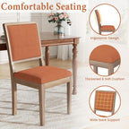 Dining Chairs Set of 2, Mid Century Modern Upholstered Dining Room Chairs, Fabric High Back Kitchen Chairs with Nailhead Trim and Wood Legs for Living Room Kitchen Restaurant, Orange