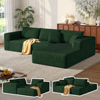 MoonSpeak 107" Sectional Couches for Living Room.Deep Seat Corduroy L Shaped Modular Sofa.Cloud Sectional Sofa.Upholstered Couches with Oversized Chaise(Green,Right Chaise)