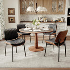 MALOL Leather Dining Chairs Set of 4, Modern Upholstered Dining Room Kitchen Chairs with Metal Legs and Wooden Back Support for Home Dining Room/Restaurant, Black