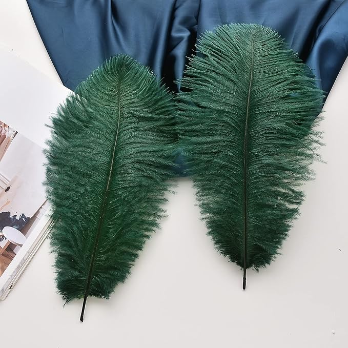 Ballinger Blackish Green Ostrich Feathers Bulk- 24pcs 12-14inch Big Feathers for Wedding Party Centerpieces Christmas Decor