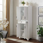 Crosley Furniture Tara Pantry Storage Cabinet with Shelves, Kitchen, Dining, or Laundry Room, Distressed White