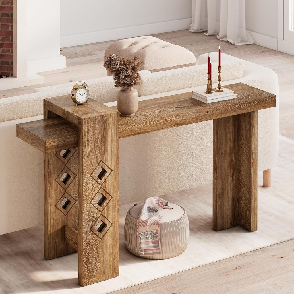 S.E.C.D Modern Console Table for Entryway, 63-Inch Floating Visual Entrance Sofa Table, Wood Hall Table for Living Room, Foyer, Hallway, Natural Oak
