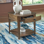 Signature Design by Ashley Burkbyer Classic End Table with Storage, Medium Brown