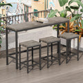 Merax Modern Design 4-Piece Counter Height Extra Long Dining Table Set with 3 Stools and Side Table with Footrest,Space-Saving Pub Kitchen Set,Easy Assembly,Brown Gray