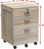 SHW Box File Rolling Mobile Cabinet with Side Pegboard, Maple | Lockable Drawer