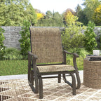 Outsunny Outdoor Glider Chair Patio Garden Steel Frame Light Mixed Brown | Gliders for Outside Patio, Mesh Fabric, Backyard, Porch