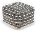 Anji Mountain Pouf Ottoman Foot Rest, Handmade Ottoman Pouf, Comfortable Foot Stool, Decorative Floor Seating for Living Room Decor, Bedroom & Home Décor Accent - Stripes