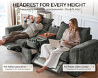 138.6'' Oversized Power Recliner Sofa with Headrest, Modular Cloud Sectional Couch with Convertible Table, Charging, Drawer, Cup Holder, 4-Seater with Storage Ottoman, Chenille, Grey