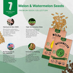 Organo Republic 7 Melon & Watermelon Seeds Variety Pack 480+ Non-GMO Heirloom Fruit Seeds for Planting Fruits in Individual Seed Packets, Home Garden Seeds for Hydroponic, Indoor & Outdoors Gardening