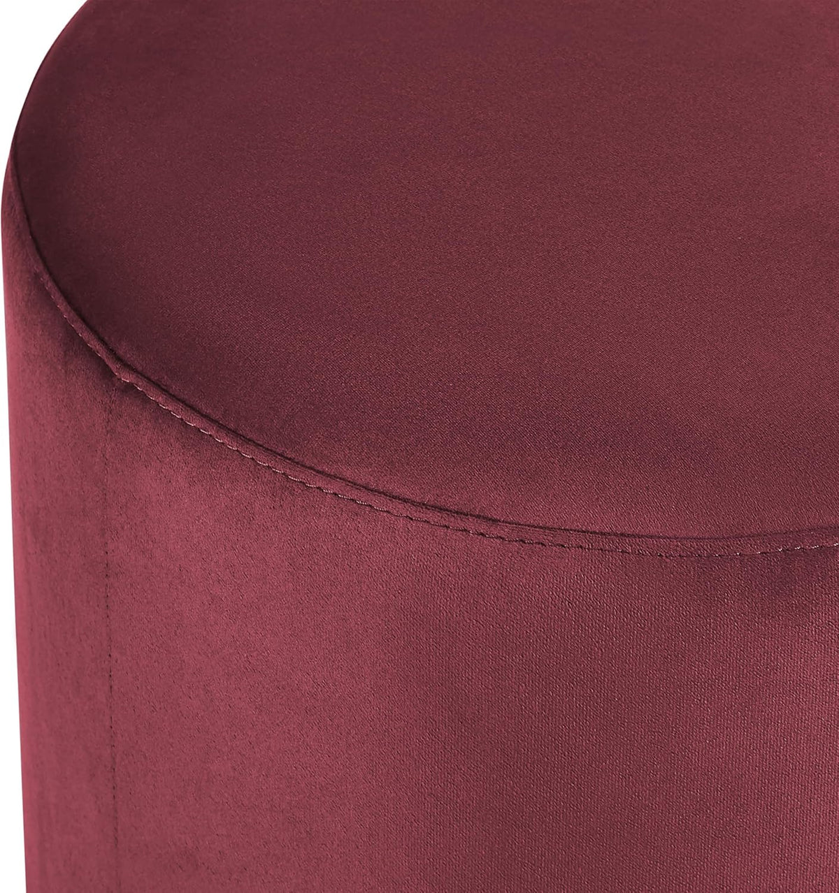Studio Living® 19” Wentworth Ottoman Round Soft Velvet Bench, Stationary Ottomans, Backless Chair, Footrest for Living Room, Footstool Office, Bedroom, Padded Seat, Plum