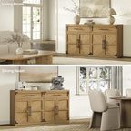 SICOTAS Buffet Cabinet with Drawer - Modern Sideboard Cabinet with Storage, Wide Credenza Storage Cabinet with Handle and Door, Sideboard Buffet Cabinets (3, Oak Brown)