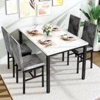 Hooseng Kitchen Table Set 5 Piece Dining Room Table Set Marble Dining Table 4 Chair Dining Table Set for Kitchen Living Room Breakfast Small Spaces (Grey)