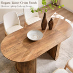 T4TREAM Fluted 63" Oval Dining Table for Kitchen Living Room, Rustic Brown