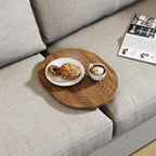 Asgolion Couch Tray Insert for Middle, 15.75"x12.6" Wood Sofa Tray, Folding Couch Armrest Table Fit Armless Couch/Sectional, for Drink Snacks Phone Remote Holder, Walnut