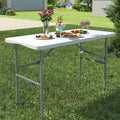 4 FT Folding Tables for Camping Party Picnic, Dinning, School, White | 4 Foot Plastic Foldable Table, Portable Heavy Duty Fold Up Table with Lock Function & Carrying Handle for Indoor Outdoor Use