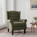 Accent Chair, Upholstered Armchair with Button Tufted High Back & Solid Wood Legs, Comfy Wingback Reading Single Sofa Chair for Small Spaces, Living Room, Bedroom