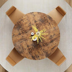IRONCK 47.2" Round Dining Table for 4, Wood Kitchen Table with Storage Shelf for Dining Room, Dinner Table with Wooden Tabletop and Metal Base, Rustic Brown