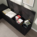 Bobve L-Shape Storage Bench with Cushion, Backless Corner Dining Bench, Kitchen Dining Nook Bench with Hidden Storage for Dining Room, Kitchen, Entryway (Black)