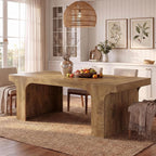 Tribesigns Large Dining Table for 6-8 People, 70.9" Long Wooden Kitchen Dinner Table Farmhouse Modern Style with Arch Design Legs, Rectangle Wooden Dinner Table for Dining Room, Natural Brown