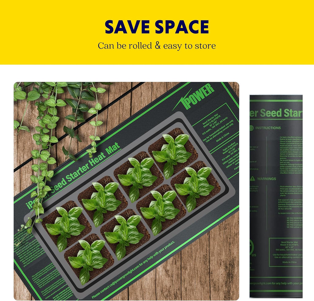 iPower Durable Seedling Heat Mat Warm 10" x 20" - 2 Pack Hydroponic Heating Pad Waterproof for Seed Starting Greenhouse and Germination