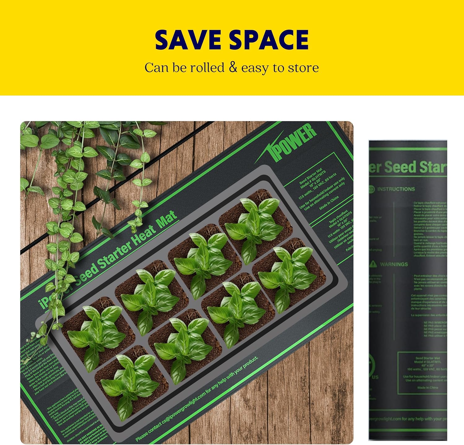 iPower Durable Seedling Heat Mat Warm 10" x 20" - 2 Pack Hydroponic Heating Pad Waterproof for Seed Starting Greenhouse and Germination