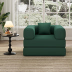 Single Couch Sofa for Small Spaces, 2-in-1 Single Sofa with Soft Corduroy Foldable Chair Lounger Sleeper Sofas for Small Apartment, Living Room, Home Office (Green, 35.43" Single Sofa)