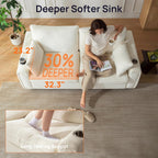 Pull Out Sofa Bed, No Cushion Removal, Queen Sleeper Sofa with USB Fast Charging, Memory Form Mattress, 2-in-1 Convertible Comfy Loveseat Couch Bed for RV, Apartment, and Small Spaces (White)