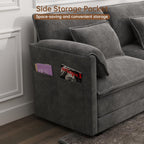 Modular Sectional Sofa, 111'' U Shaped Couch, Chenille Sofa with Movable Ottoman for Apartments, Living Room and Commercial Space, Dark Gray