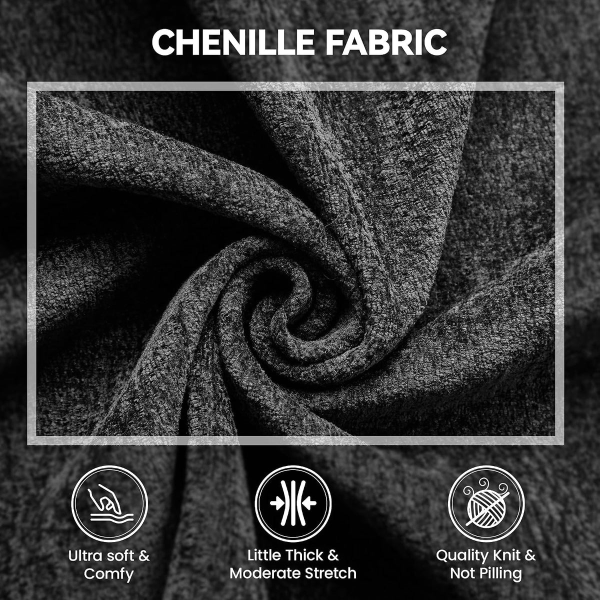167'' Chenille U Shaped Couch, Oversized Modular Sectional 8 Seater Sofa, Modern Deep Seat Corner Cloud Compressed Couch, No Assembly Sleeper Sofa with Chaise for Living Room, Black