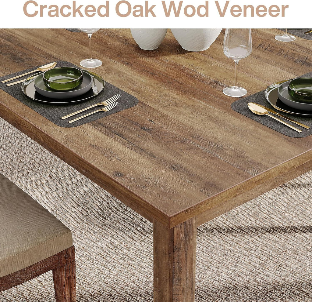 Tribesigns Wood Dining Table Modern Kitchen Table for Dining Room Living Room, 2-4 People Dining Room Table Square Dinner Tables with Wooden Legs Thick Top for Small Space, Grayish-Brown (Only Table)