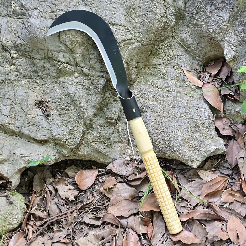 Billhook Sickle Machete Knife,Clearing Sickle,Manganese Steel Blade Hand held Sickle Tool - Multipurpose Gardening Weeding Grass Sickle and Farming Portable Safety Sickle