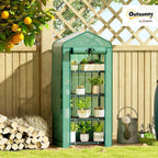 Outsunny 4 Tier Mini Greenhouse with Screen Roof, 27.6" x 19.7" x 62.2", Portable Small Greenhouse with High Strength PE Cover, Roll-Up Zipper Door for Garden Yard Backyard, Green