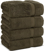 Chakir Turkish Linens 100% Cotton Premium Turkish Towels for Bathroom | 16'' x 30'' (4-Piece Hand Towel, Cocoa)