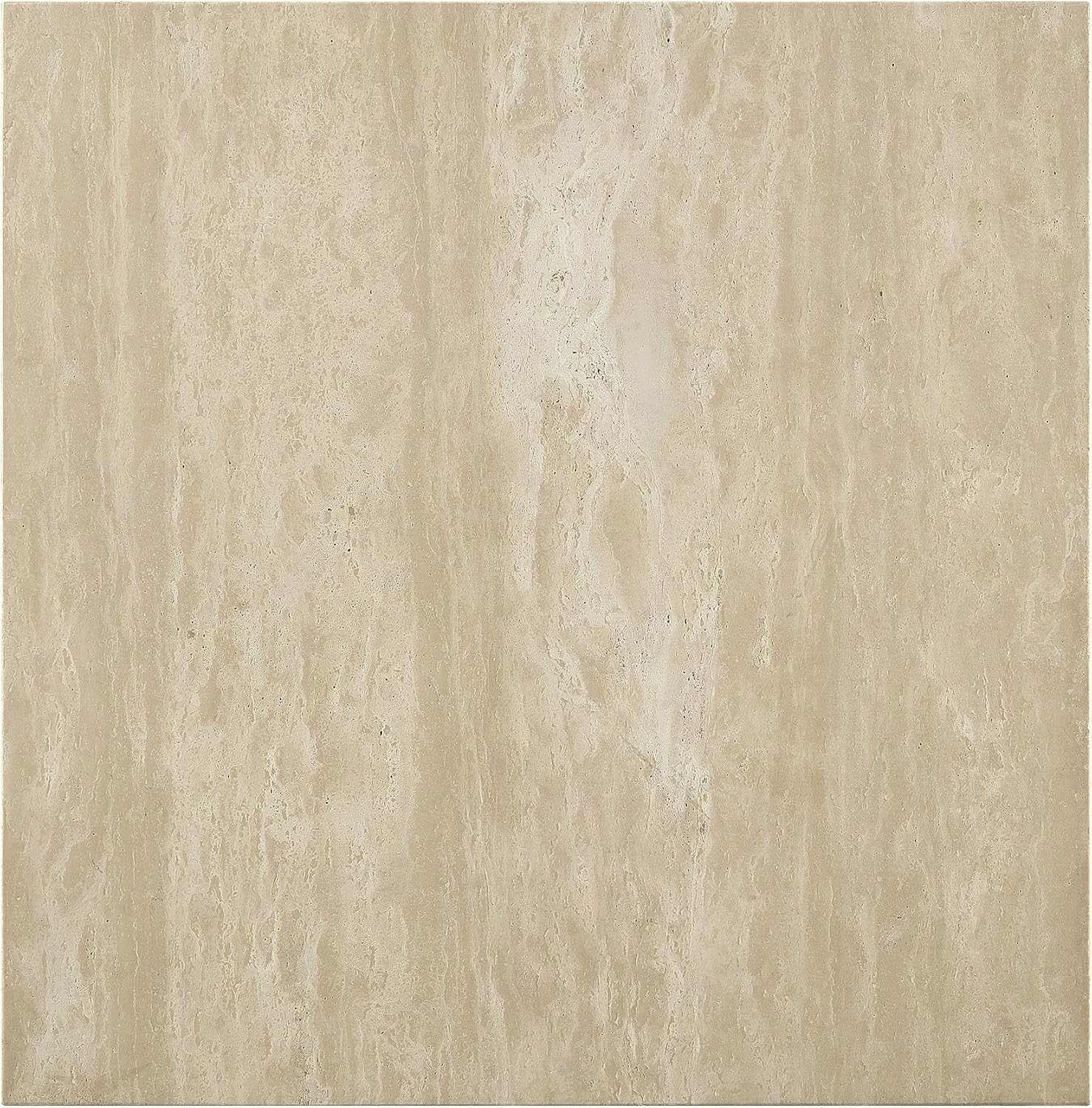 Acme Deon Contemporary Plywood and Travertine Square End Table in Natural Beige