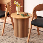 NORDICANA Single Accent Side Table for Living Room, 19.6 Inch Wide 19.6 Inch Tall Oak Color Round End Table for Sofa, Bedroom, Manufactured Wood Top with Oak Veneer