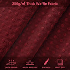 Long Burgundy Fabric Shower Curtain - Waffle Textured Tall Heavy Duty Cloth Shower Curtains for Bathroom, 256GSM Large Hotel Spa Luxury Bath Curtain Set with 12 Hooks(72Wx78H, Burgundy)
