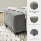 Signature Design by Ashley Revenna Casual Square Upholstered Oversized Accent Ottoman, Gray