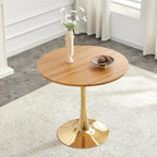 Round Dining Table for Small Space,32" Tulip Tables with Gold Metal Pedestal Base,Bistro Table for 2/3/4 People for Office,Apartment,Kitchen,Break Room(Only Table)